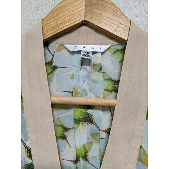 CAbi XS Butterfly Crossover Faux Wrap Blouse Low V Neck Top Blouse #234 - Picture 4 of 8